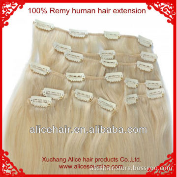 Best quality 120g clip in remy hair extension